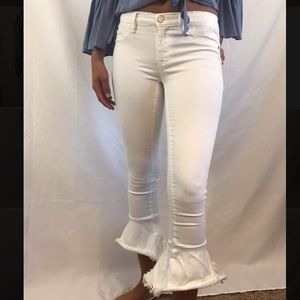 Chelsea & Violet Bell Bottom White Jeans